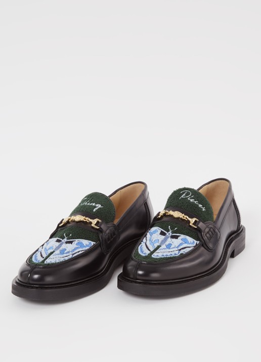 Filling Pieces Polido Microbes loafer van leer met print  - detail zwart