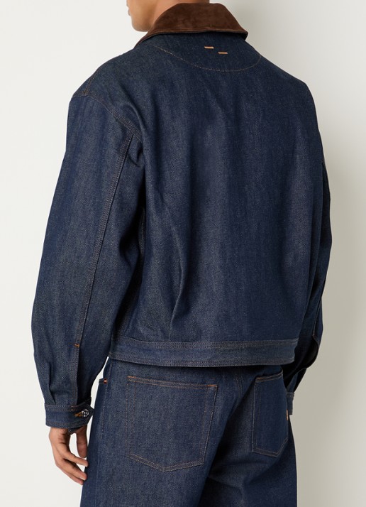 Filling Pieces Raw spijkerjas met details van suède - achterkant indigo