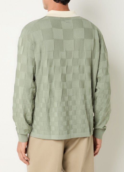 Filling Pieces Regular fit polo met logoborduring - achterkant 2 legergroen