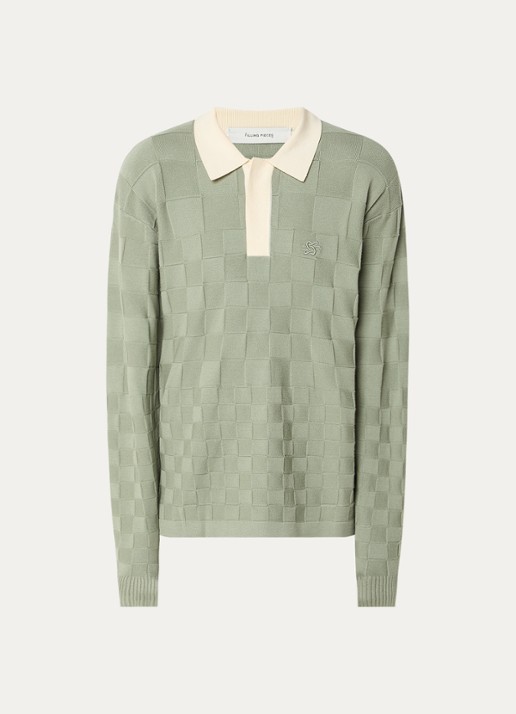 Filling Pieces Regular fit polo met logoborduring - voorkant 3 legergroen