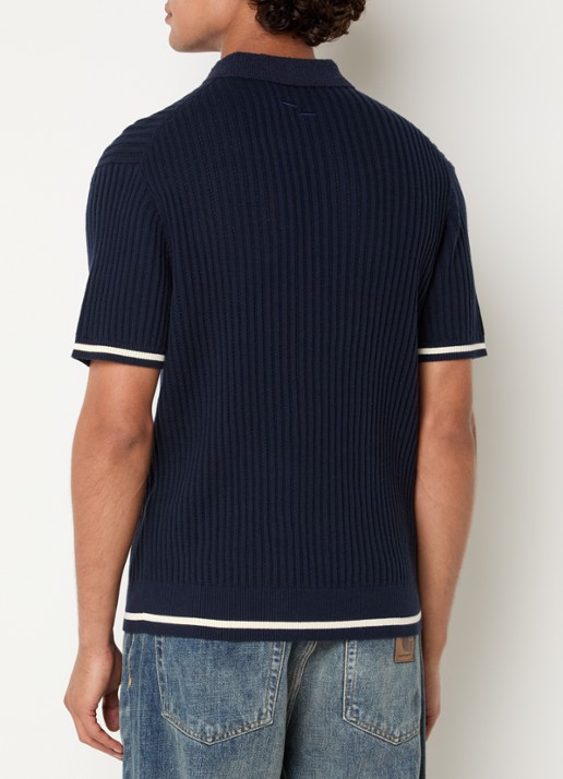 Filling Pieces Regular fit polo met logoborduring - achterkant donkerblauw