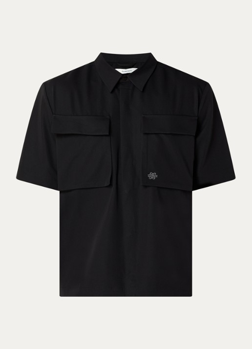 Filling Pieces Resort regular fit overhemd met borstzakken - voorkant 3 zwart