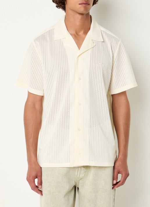 Filling Pieces Resort regular fit overhemd met opengewerkt dessin - achterkant 4 creme
