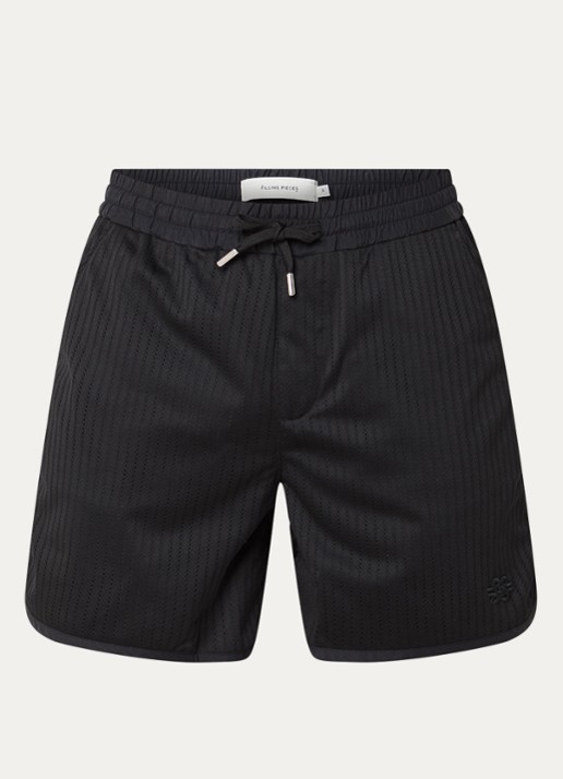 Filling Pieces Resort straight fit korte broek met logoborduring - voorkant 2 zwart
