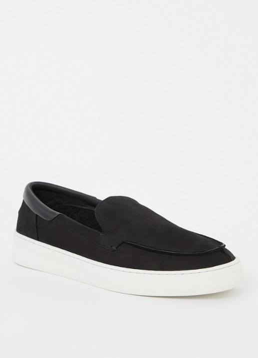 Filling Pieces Signature slip-on van nubuck - voorkant zwart