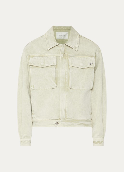 Filling Pieces Spijkerjas met verwassen afwerking - voorkant lindegroen