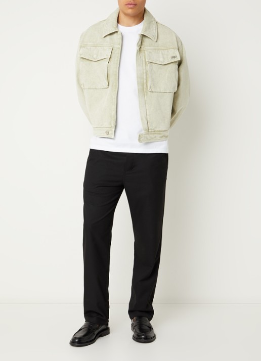 Filling Pieces Spijkerjas met verwassen afwerking - voorkant 2 lindegroen