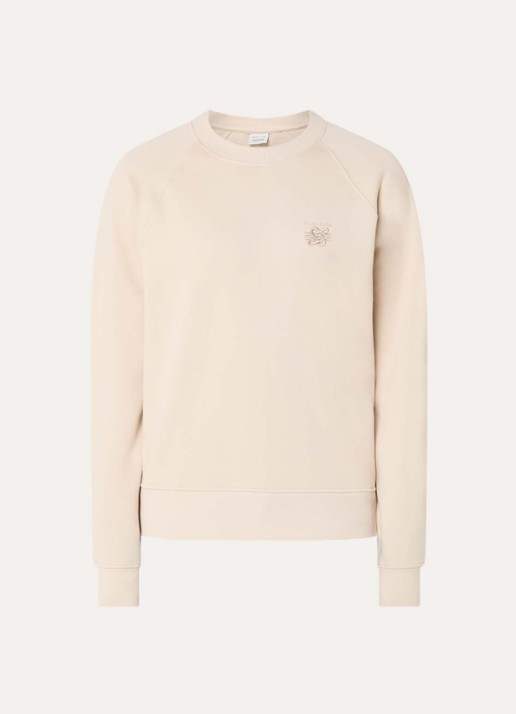 Filling Pieces Sweater met logoborduring - voorkant creme