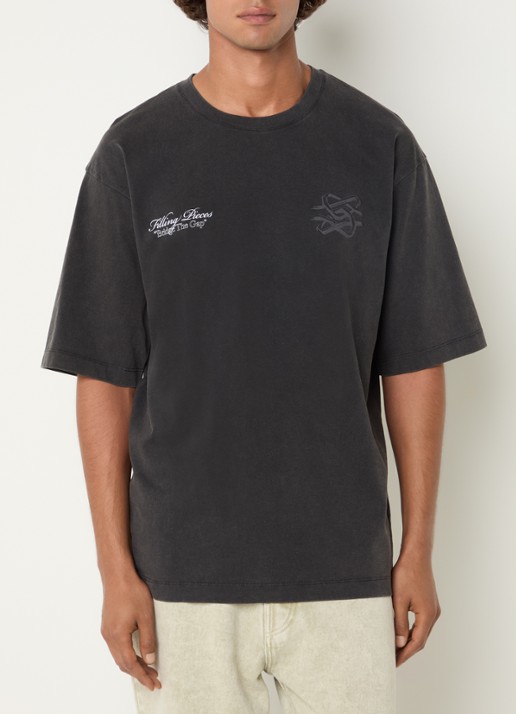 Filling Pieces T-shirt met logo- en backprint - achterkant 4 antraciet
