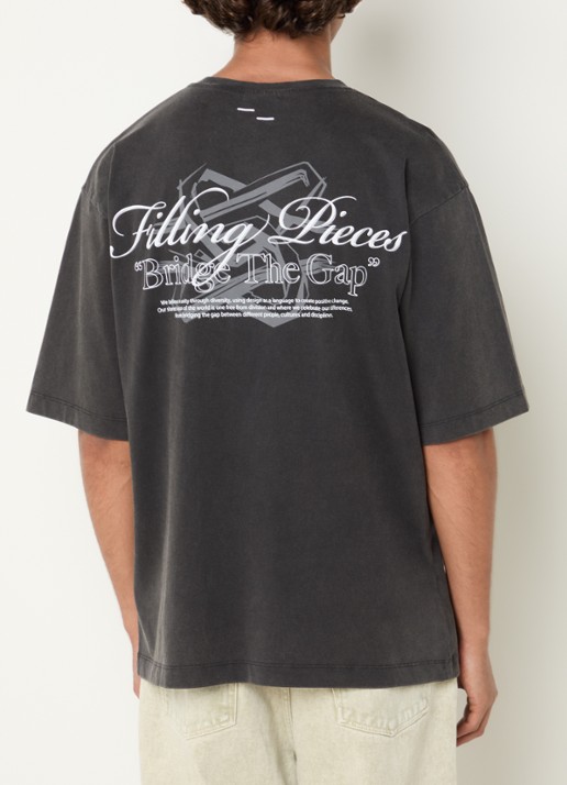 Filling Pieces T-shirt met logo- en backprint - detail 3 antraciet