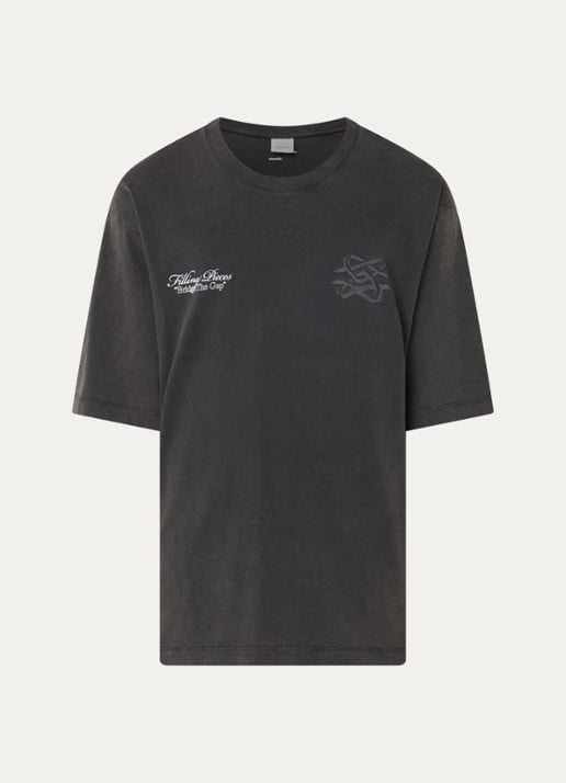 Filling Pieces T-shirt met logo- en backprint - voorkant antraciet