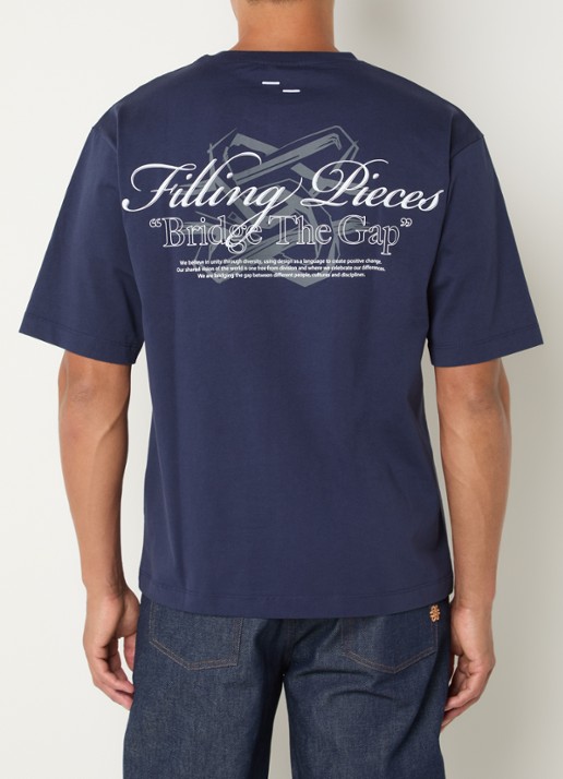 Filling Pieces T-shirt met logo- en backprint - detail 2 donkerblauw