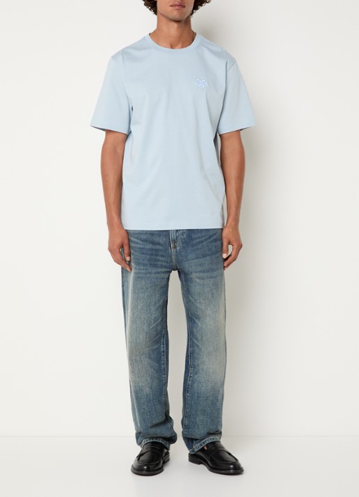 Filling Pieces T-shirt met logoborduring - voorkant 4 lichtblauw