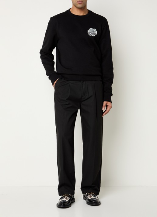 Filling Pieces Tonal sweater met logoborduring - voorkant 3 zwart