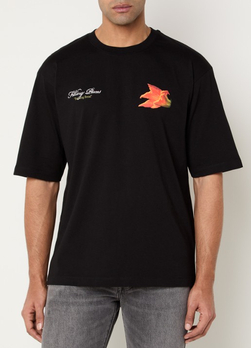 Filling Pieces Zucchini T-shirt met logo- en backprint - achterkant 4 zwart