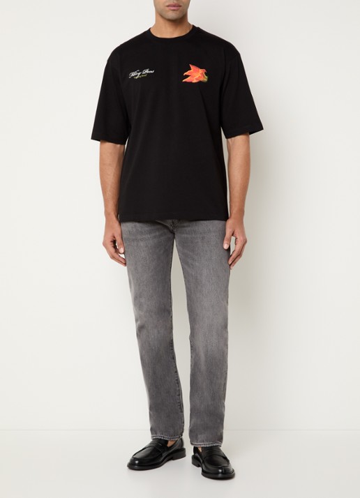 Filling Pieces Zucchini T-shirt met logo- en backprint - voorkant 3 zwart