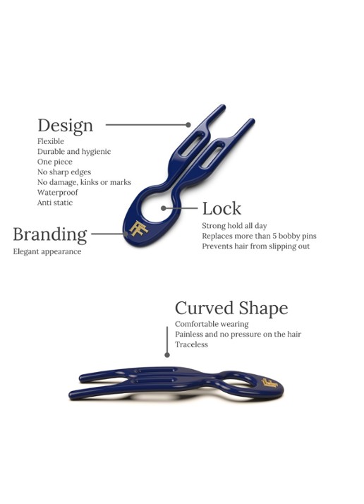 Fiona Franchimon 'Nº1 HAIRPIN | Royal Blue - haarpin set van 3 - detail undefined