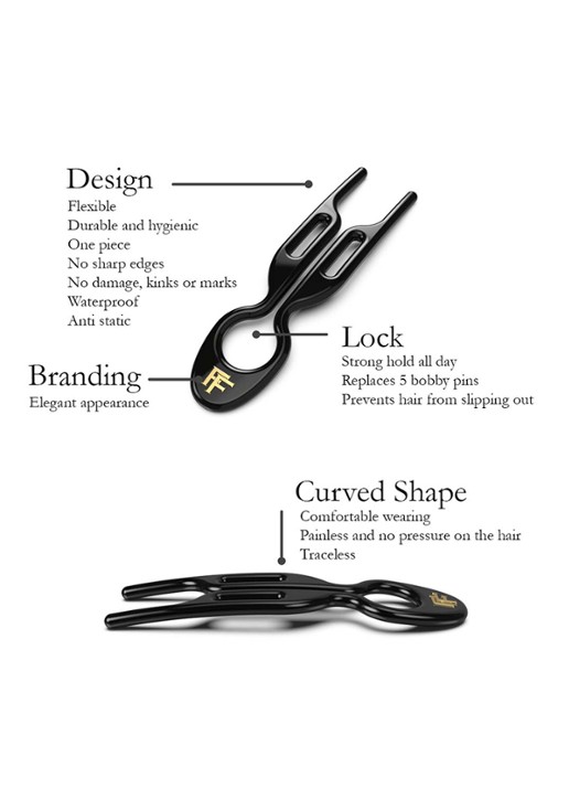 Fiona Franchimon Nº 1 Hairpin - haarpin set van 3  - detail 4 black