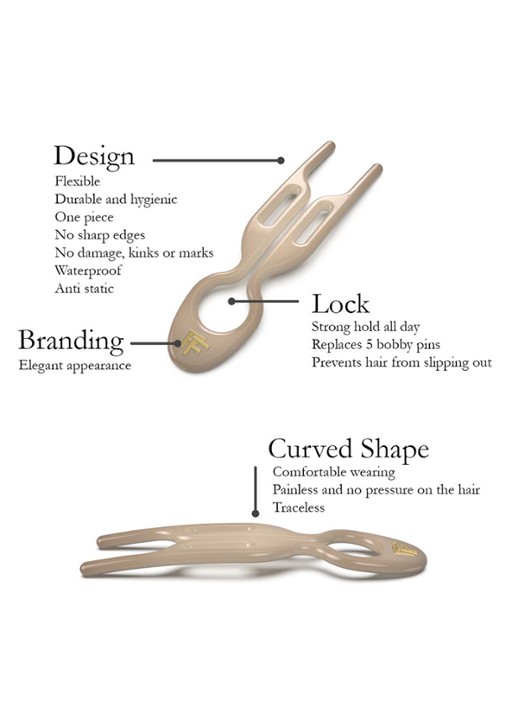 Fiona Franchimon Nº 1 Hairpin - haarpin set van 3  - detail 4 soft beige