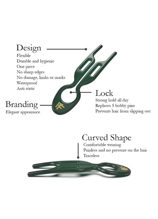 Fiona Franchimon Nº 1 Hairpin - haarpin set van 3  - detail 6 emerald green