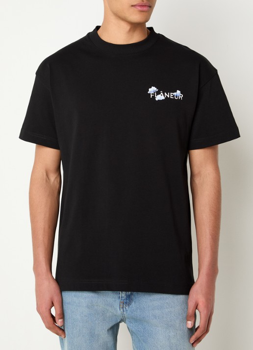 FLÂNEUR Aéronautique T-shirt met logo- en backprint - achterkant 4 zwart