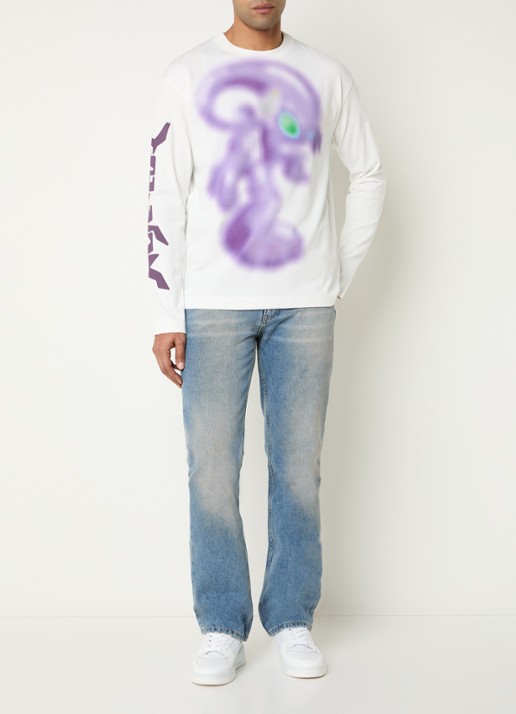 FLÂNEUR Alien longsleeve met print - voorkant 3 wit