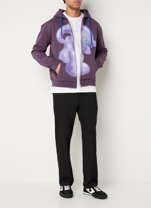 FLÂNEUR Alien sweatvest met print - voorkant 4 paars