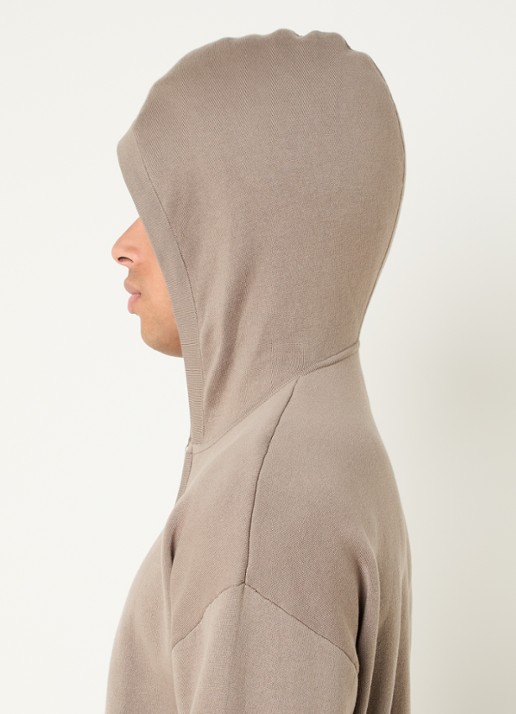 FLÂNEUR Atelier fijngebreid vest met capuchon en steekzakken - detail 2 taupe