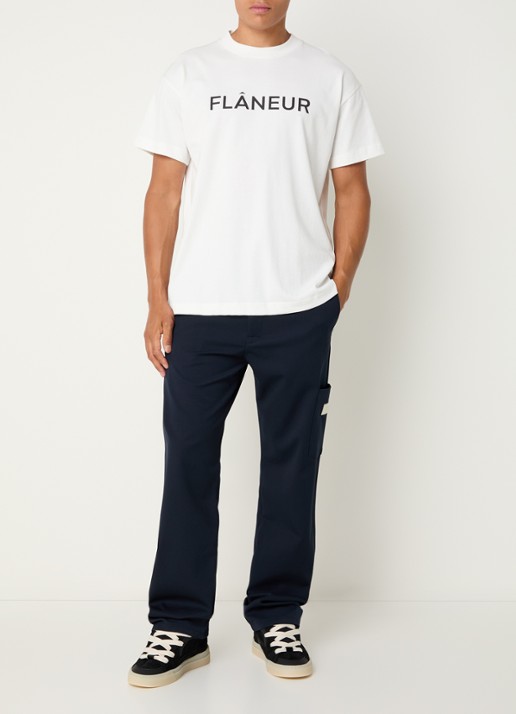 FLÂNEUR Atelier loose fit pantalon met opgestikte zak - voorkant 3 donkerblauw