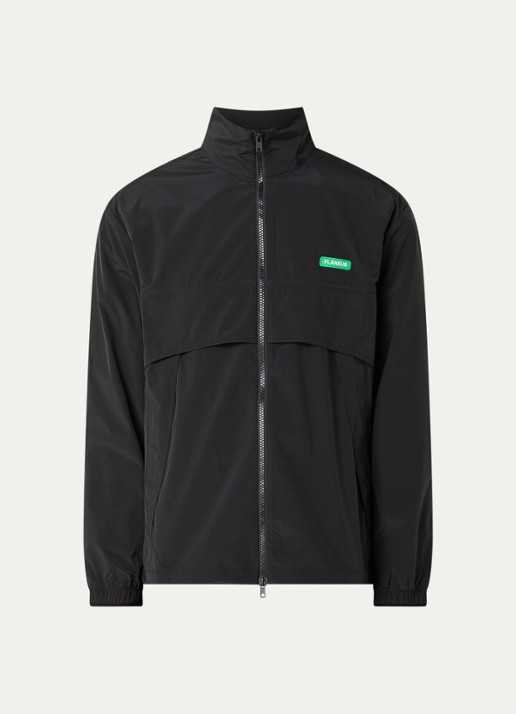 FLÂNEUR Badge jack met steekzakken en logo - voorkant 2 zwart