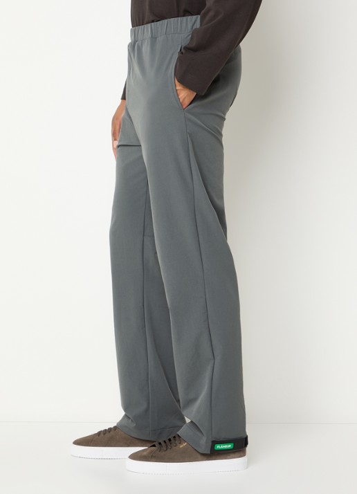 FLÂNEUR Badge straight fit broek met steekzakken - detail 3 grijs