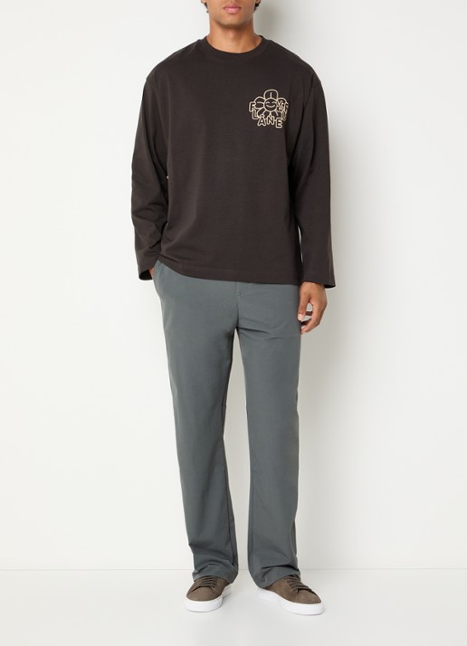 FLÂNEUR Badge straight fit broek met steekzakken - voorkant 5 grijs