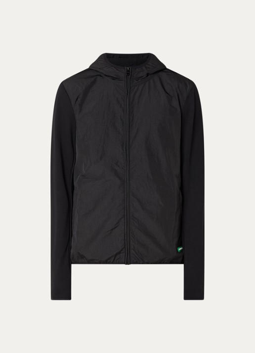 FLÂNEUR Badge sweatvest met gewatteerd voorpand - voorkant zwart