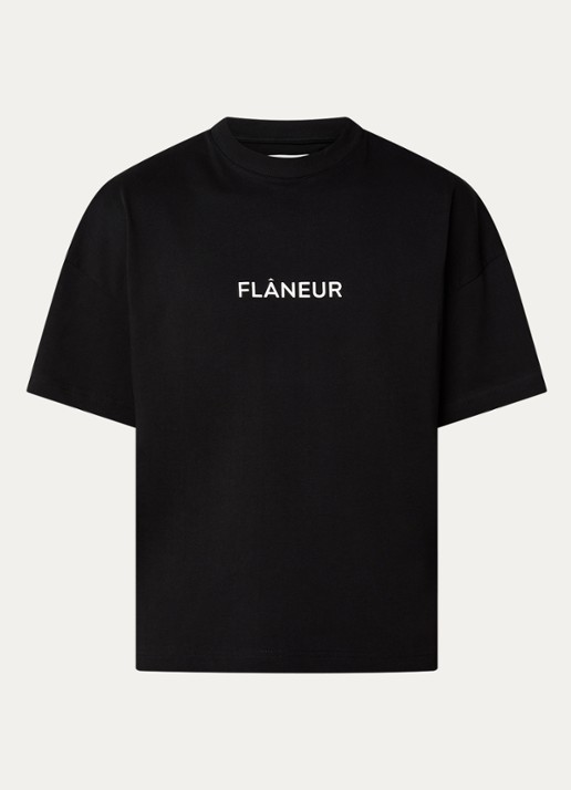 FLÂNEUR Box T-shirt met logoprint - voorkant 2 zwart