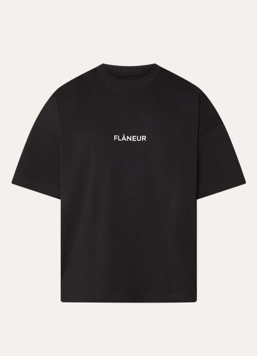 FLÂNEUR Box T-shirt met logoprint - voorkant 2 zwart