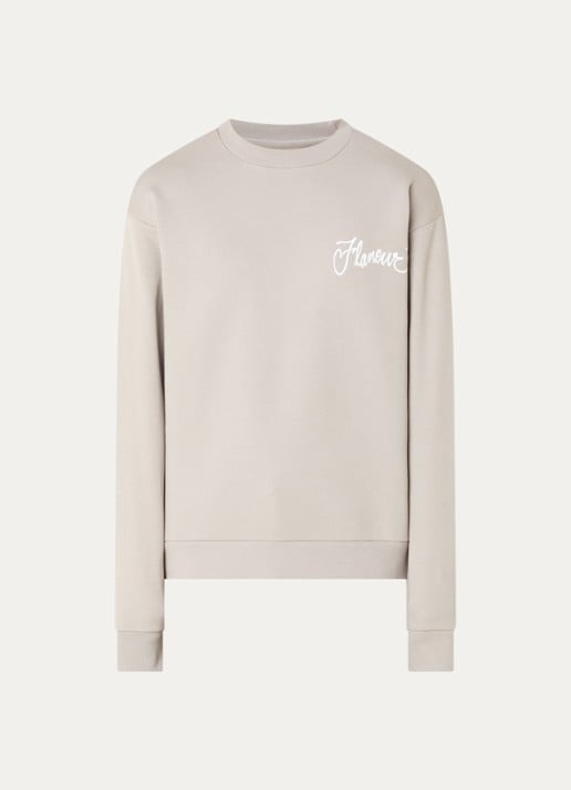 FLÂNEUR City sweater met logo- en backprint - voorkant 2 lichtgrijs