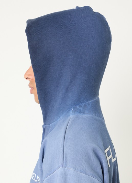 FLÂNEUR Double Logo sweatvest met logo- en backprint - detail 2 staalblauw