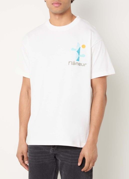 FLÂNEUR Festival Map T-shirt met logo- en backprint - achterkant 4 wit