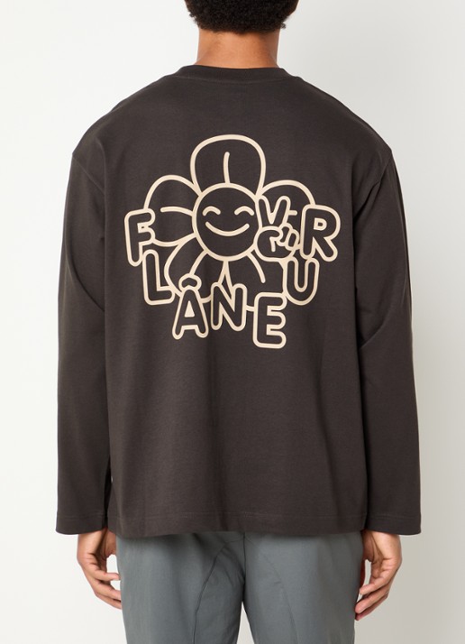 FLÂNEUR Happy Flower longsleeve met logo- en backprint