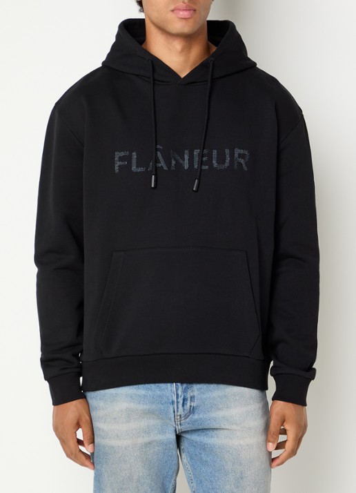 FLÂNEUR Hoodie met logoprint - detail 3 zwart