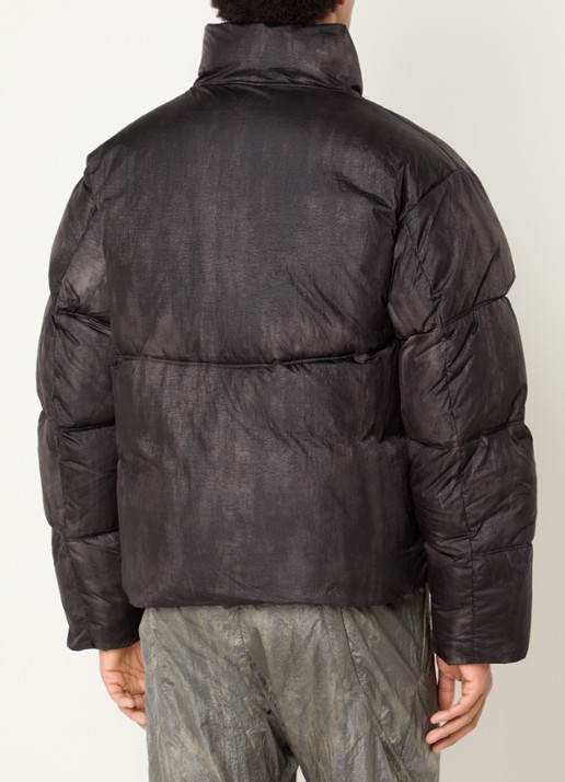 FLÂNEUR Logo puffer jack met opstaande kraag en steekzakken - achterkant 2 zwart