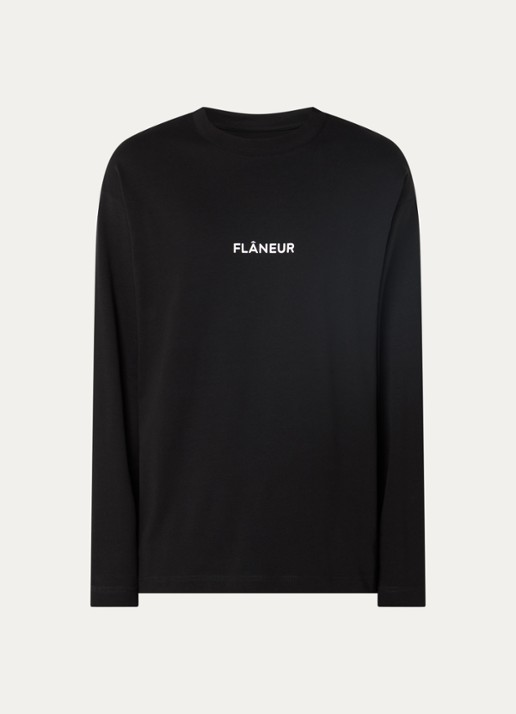 FLÂNEUR Longsleeve met logo - voorkant zwart