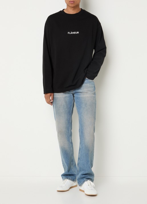 FLÂNEUR Longsleeve met logo - voorkant 2 zwart