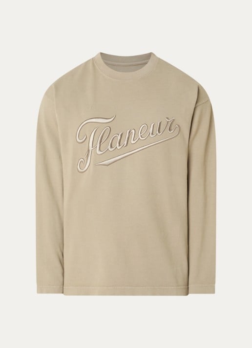 FLÂNEUR Longsleeve met logoborduring - voorkant 2 groen