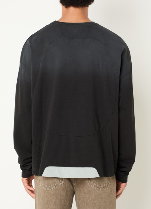 FLÂNEUR Longsleeve met logoborduring - achterkant zwart