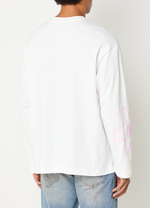 FLÂNEUR Longsleeve met logoprint - achterkant wit