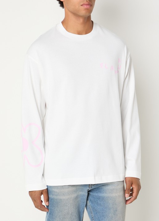 FLÂNEUR Longsleeve met logoprint - detail 2 wit