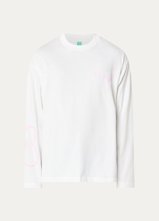 FLÂNEUR Longsleeve met logoprint - voorkant 3 wit