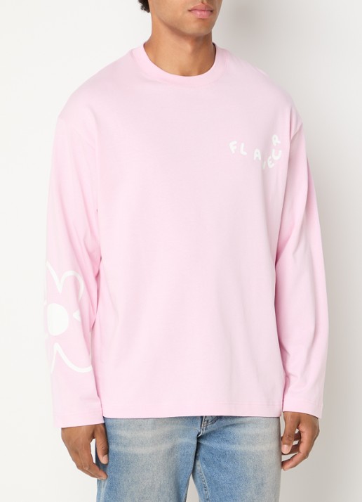 FLÂNEUR Longsleeve met logoprint - detail 3 roze