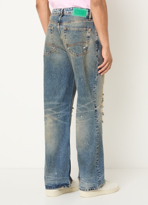 FLÂNEUR Loose fit jeans met destroyed afwerking - achterkant 5 indigo